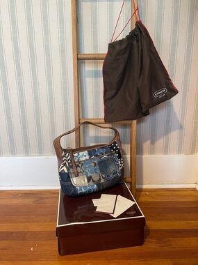Coach Y2K VINTAGE 00’s Patchwork Denim Ergo shoulder Bag in Blue and Brown